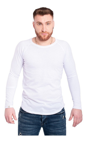 Imagen 3 de 9 de Remera Entallada Hombre Manga Ranglan Larga Algodón Jersey Premiun A15