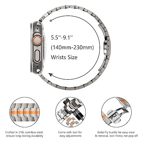 Malla Para Apple Watch Series 9/8/7/se Ultra 2 49mm Titanio2