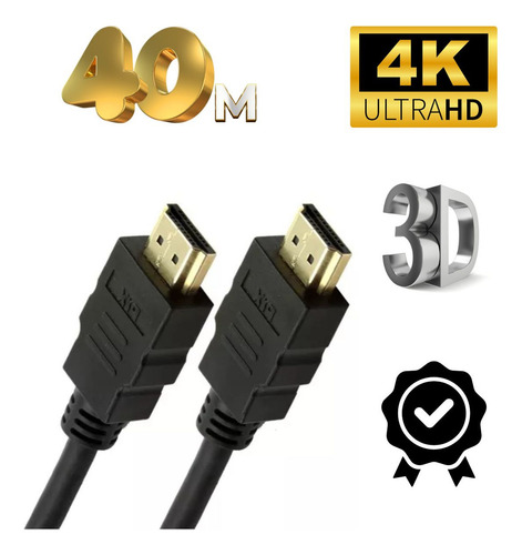 Cabo Hdmi 40 Metros C/ Amplificador 2.0 4k 3d Ultra Hd
