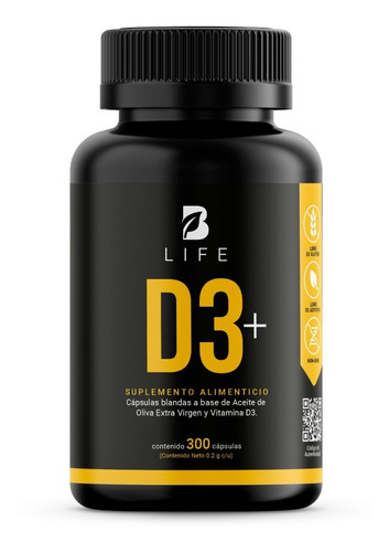 Imagen 1 de 6 de Vitamina D3 5000 Ui 300 Cápsulas B Life