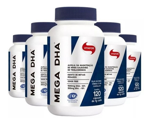 Kit 5 Mega Dha 1000mg Vitafor 120 Cápsulas