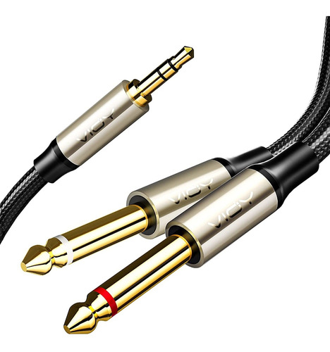 Cable De Audio Aux Ts 1/8  Macho A 2 Ts 1/4  | Negro / 0,9m