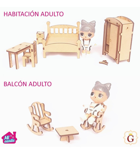 Casa Casita De Muñecas Lol En Fibro Fácil Con 36 Muebles