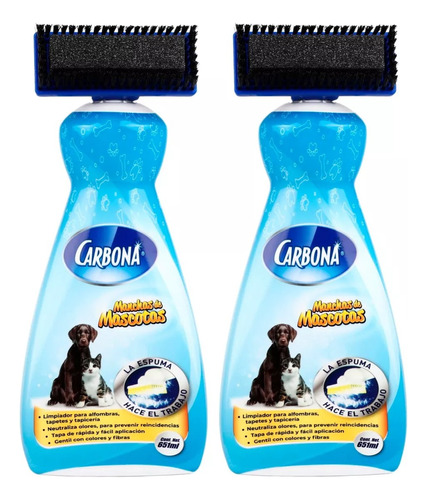 2 Carbona Espuma Limpiadora Para Manchas De Mascotas  651ml