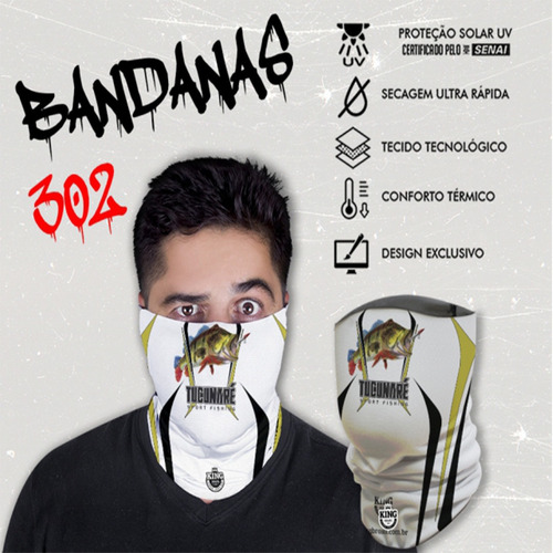 Imagem 2 de 2 de Bandana Mascara Pesca King Com Proteção Solar 302 Tucunaré
