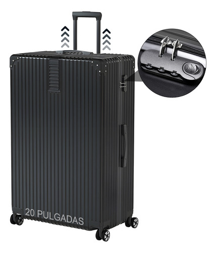 Qianmu Maleta mano de viaje 20in 10kg rigida 4 ruedas360° negro color resistente al desgaste silencioso impermeable y antirrobo