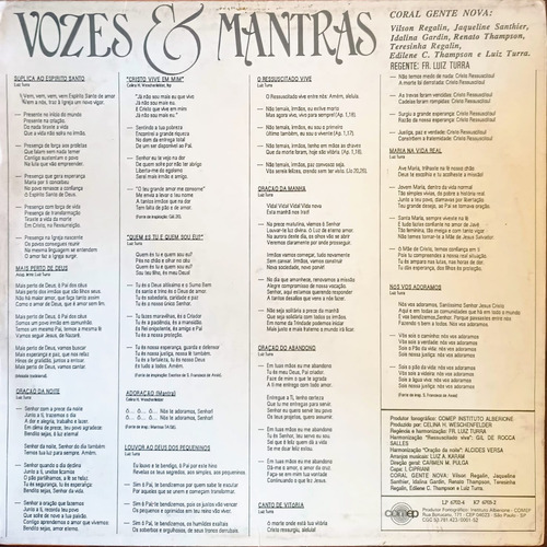 Lp Disco Vinil Católico Coral Gente Nova - Vozes E Mantras (Usado)