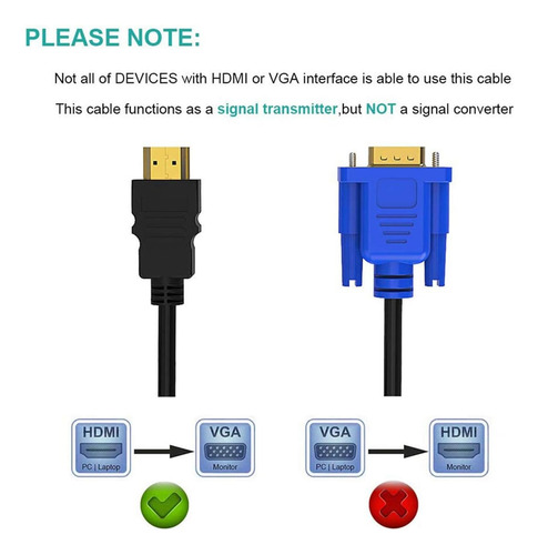 Cabo Conversor Hdmi Para Vga 1080p Macho Para Vga Macho
