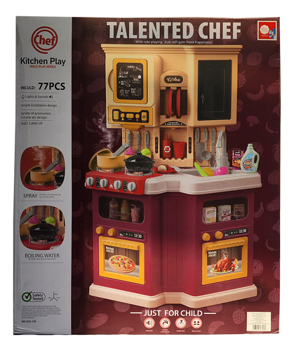 Cocinita Talented Chef 922-139 Con Luz Y Sonido Guinda 77 Pz