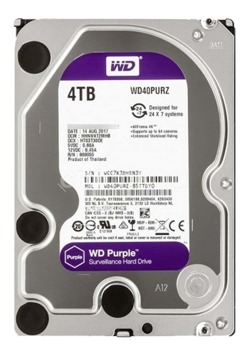 Disco Duro Western Digital 4tb Purple Sata Iii  64mb  Dvr 