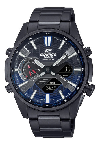 Reloj Casio Ecb-s100dc-2a Edifice Bluetooth Acero Sapphire Color de la malla Negro Mate Color del bisel Negro Mate Color del fondo Negro y azul