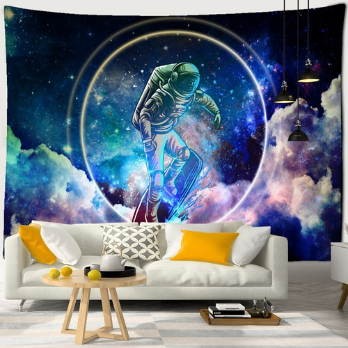 Tapeçaria De Parede Decoração Desenho Astronauta Na Bolha 