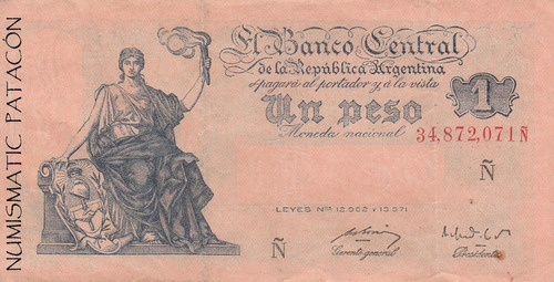 Billete 1 Peso Progreso Serie Ñ - Bottero 1843