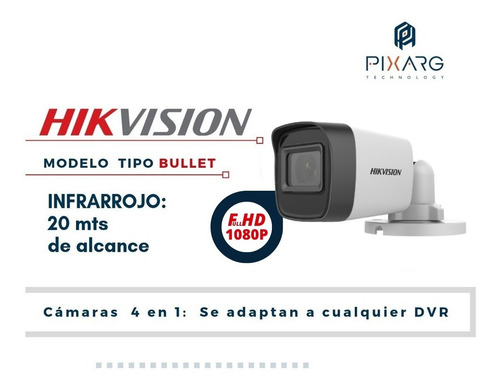Imagen 3 de 9 de Kit 4 Camaras Seguridad Hikvision Dvr Fullhd + Disco + Cable