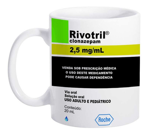 Caneca Rivotril Presente De Doido Criativo Remédio Cerâmica