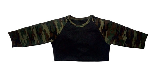 Playera Beisbolera Con Camuflaje Manga Ranglan Dama 3/4