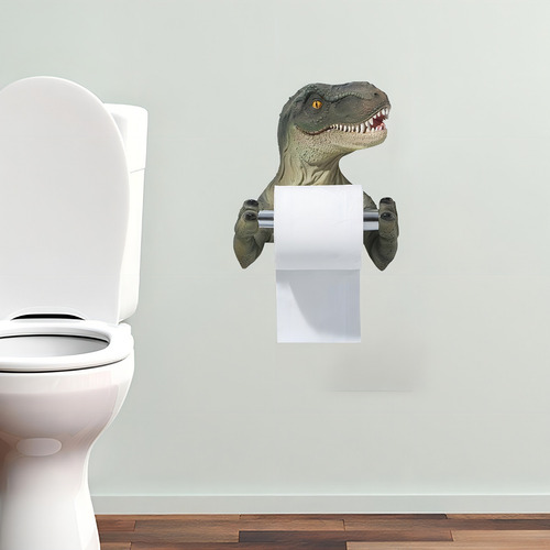 Soporte De Papel Higiénico Realista Con Forma De Dinosaurio Color Verde
