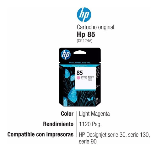 Imagen 2 de 6 de Cabezal Hp 85 Light Magenta Original C9424a 30 90 130