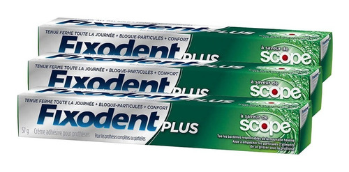 Imagen 1 de 4 de Fixodent Plus Adhesivo Para Prótesis Dental Menta Pack X 3