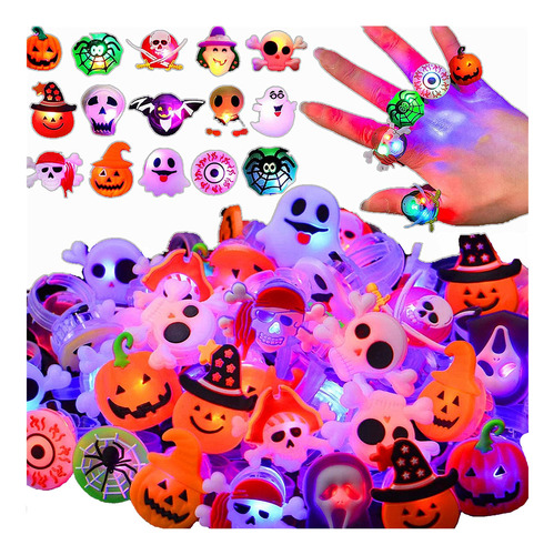 Anillo Luminoso Con Luz Led De Halloween, Anillos De Dedo Lu