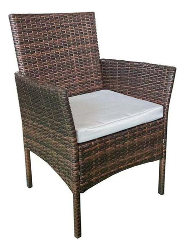 Juego De Jardin Sillones + Mesa Set Ratan Para Exterior Lcm Estructura Marrón oscuro