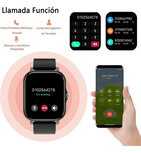 1.75'' Reloj Inteligente Mujeres Hombre Deportivo Llamada Bluetooth Color De La Correa Negro