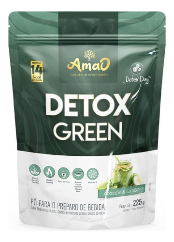 Detox Green 225g Amao Nutrition Sabor: Abacaxi E Limão