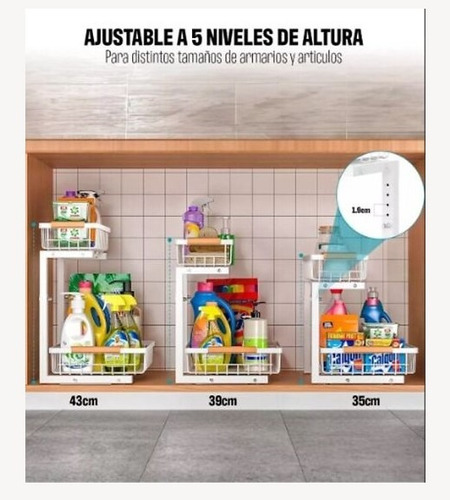 Organizador Estante Multiuso Bajo Lavaplatos Cocina Baño Blanco