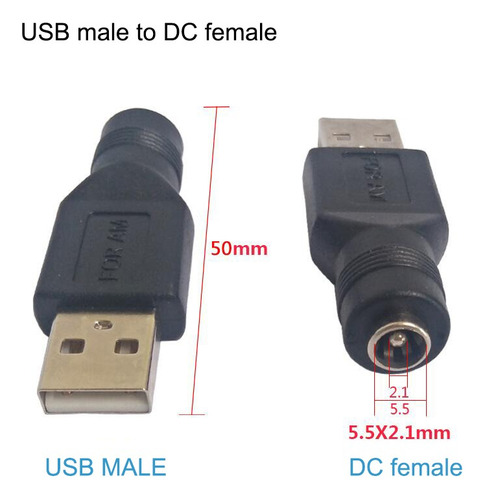 Conector 5,5*2,1mm Dc Hembra Power Jack A Usb 2,0 Macho