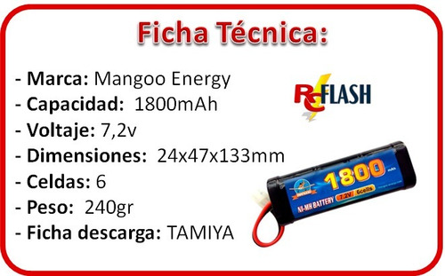 Batería Ni-mh De 7.2v 1800mah Auto Rc Tanques Radio Control