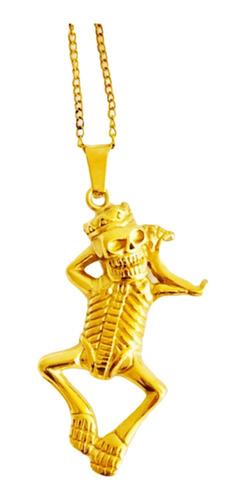 Imagen 1 de 5 de Collar Calavera En Oro Laminado Estuche+envio Gratis.