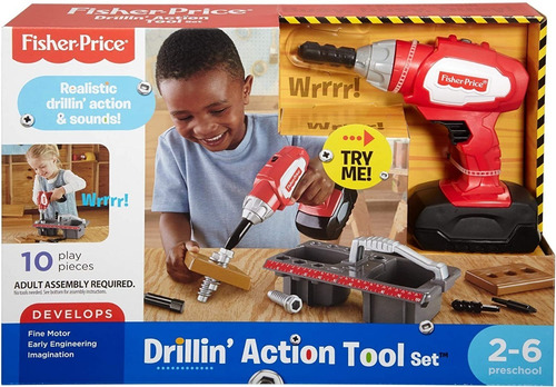 Imagen 6 de 9 de Set De Carpintería / Construccion Fisher Price Con Taladro