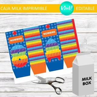 Caja Grande Milk Box Imprimible Pop It