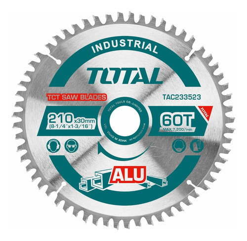 Disco De Corte Para Aluminio 210mm 60 Diente Total Tac233523