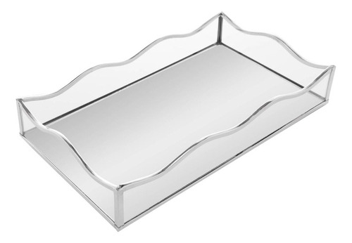Bandeja Com Espelho Lyor Ocean 15cm X 25cm X 4cm Prateada