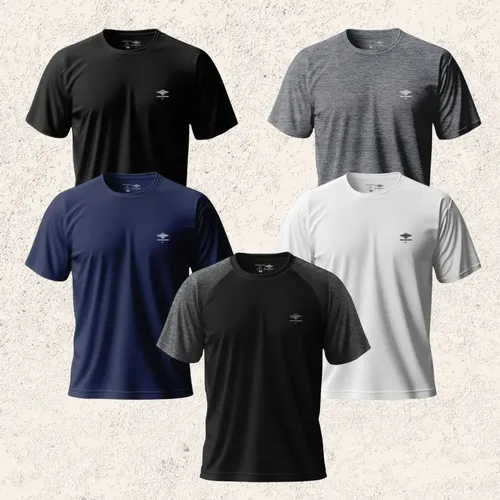 Kit 5 Camisetas Masculinas Plus Size Dry Fit Raglan Treino