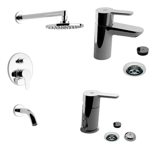 Juego Grifería Monocomando Fv Puelo Ducha Lavatorio Bidet