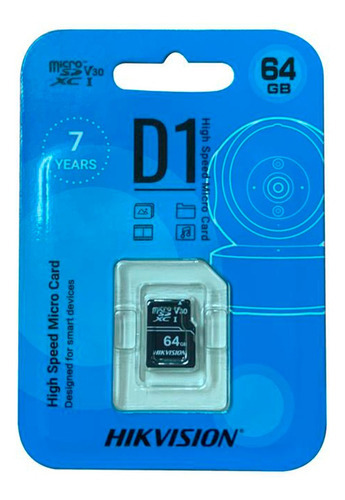 Imagen 2 de 4 de Micro Sd 64gb Clase 10 Hikvision D1 Sdxc V30 Sin Adaptador