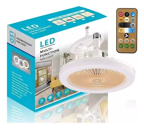 Ventilador De Techo Foco 30w Silencioso Lampara Led Aroma Estructura Blanco