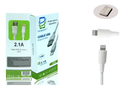 10 Cable De Carga Y Datos 2.1amp Para iPhone Jie Smart 1.5m