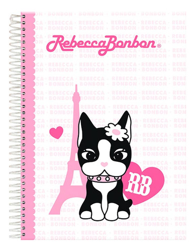 Caderno Rb Capa Dura Universitário Escolar Coração Paris Cor Branco Paris