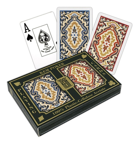 Naipes Juego Cartas Kem Jacquard Poker Números Grandes Orig.