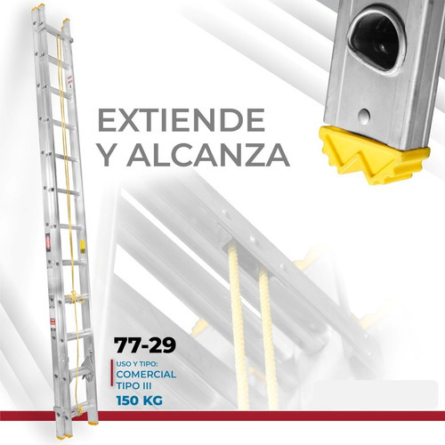 Escalera De Extensión Aluminio Akron 24 Esc 77-29 Color Plateado