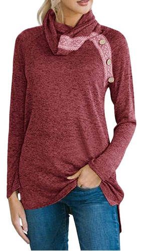 Ruive Blusa Cuello Alto Para Mujer Boton Otoño Color Puro M