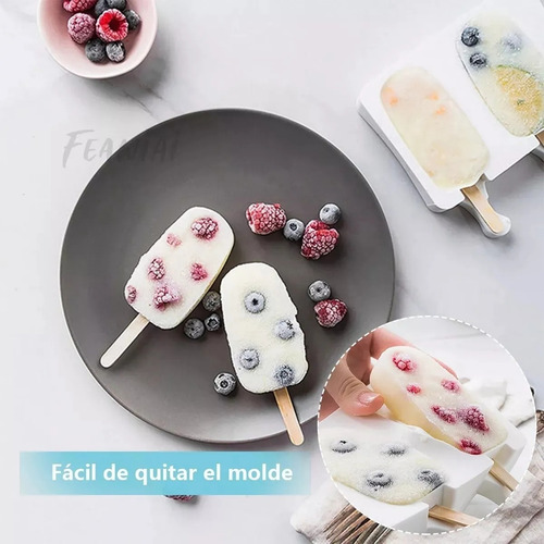 2 Molde De Silicón 4 Paletas De Hielo Y100 Palos De Madera