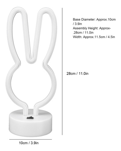 S Letrero Led De Neón Neon Rabbit S Cable Usb, Letrero De