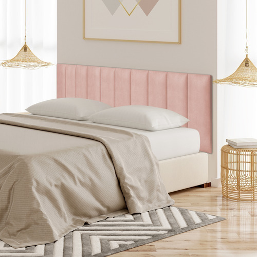 Placa Adesiva Cabeceira Cama Casal Box Estofada Quarto Cores Cor Rosa
