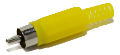 10 Conectores Plug Ficha Rca Macho Amarillo Flexible