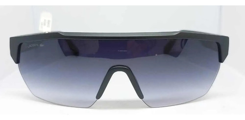 Lentes Sol Lacoste L989s Iconic Geometric Shield Retro 62mm Lente Azul Oscuro Varilla Negro Armazón Matte Black/white/blue 002