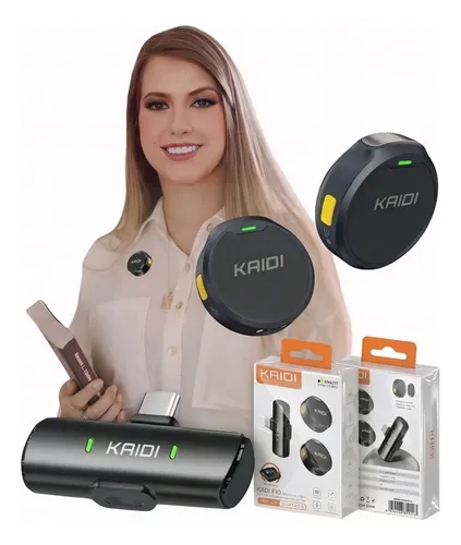 Microfone Lapela Redondo Imã Sem Fio Preto Duplo Anti Ruído